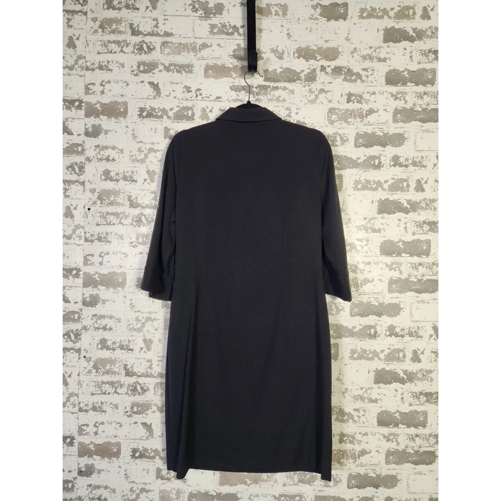 Michael Kors Shirt Dress Medium Black Zip Front Knee‎ Length Pockets Utility